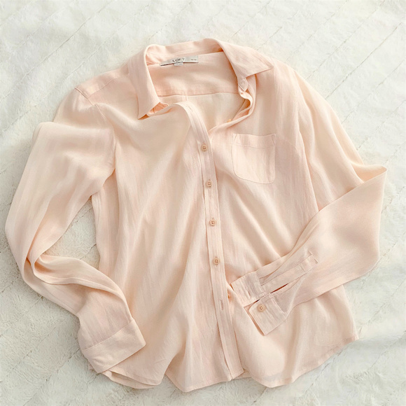 LOFT Tops - LOFT sheer button down in blush